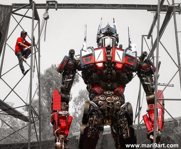 Optimus Prime Transformer Scrap Metal Sculpture Model Recycled Handmade