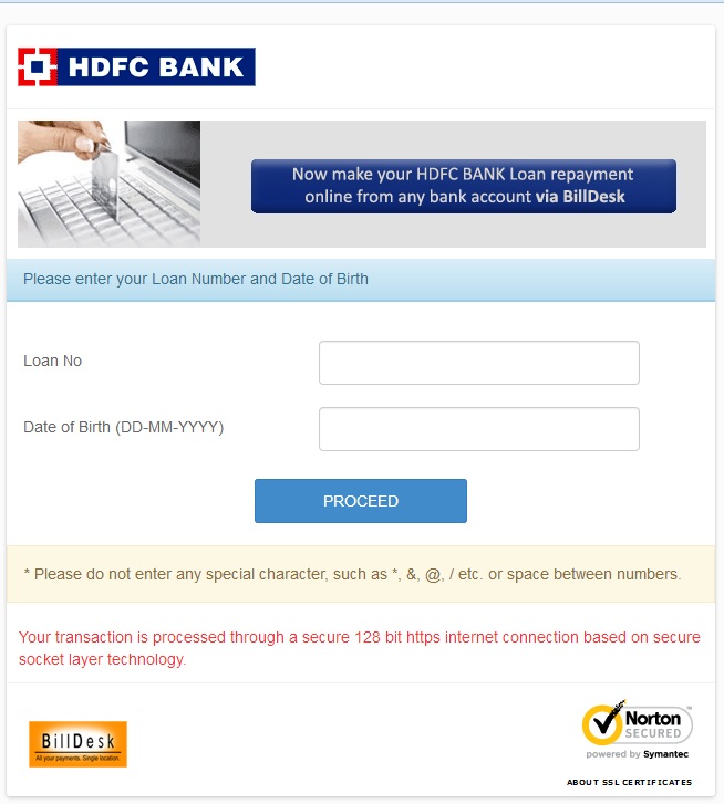 Hdfc Bank Loan Payment Through Billdesk