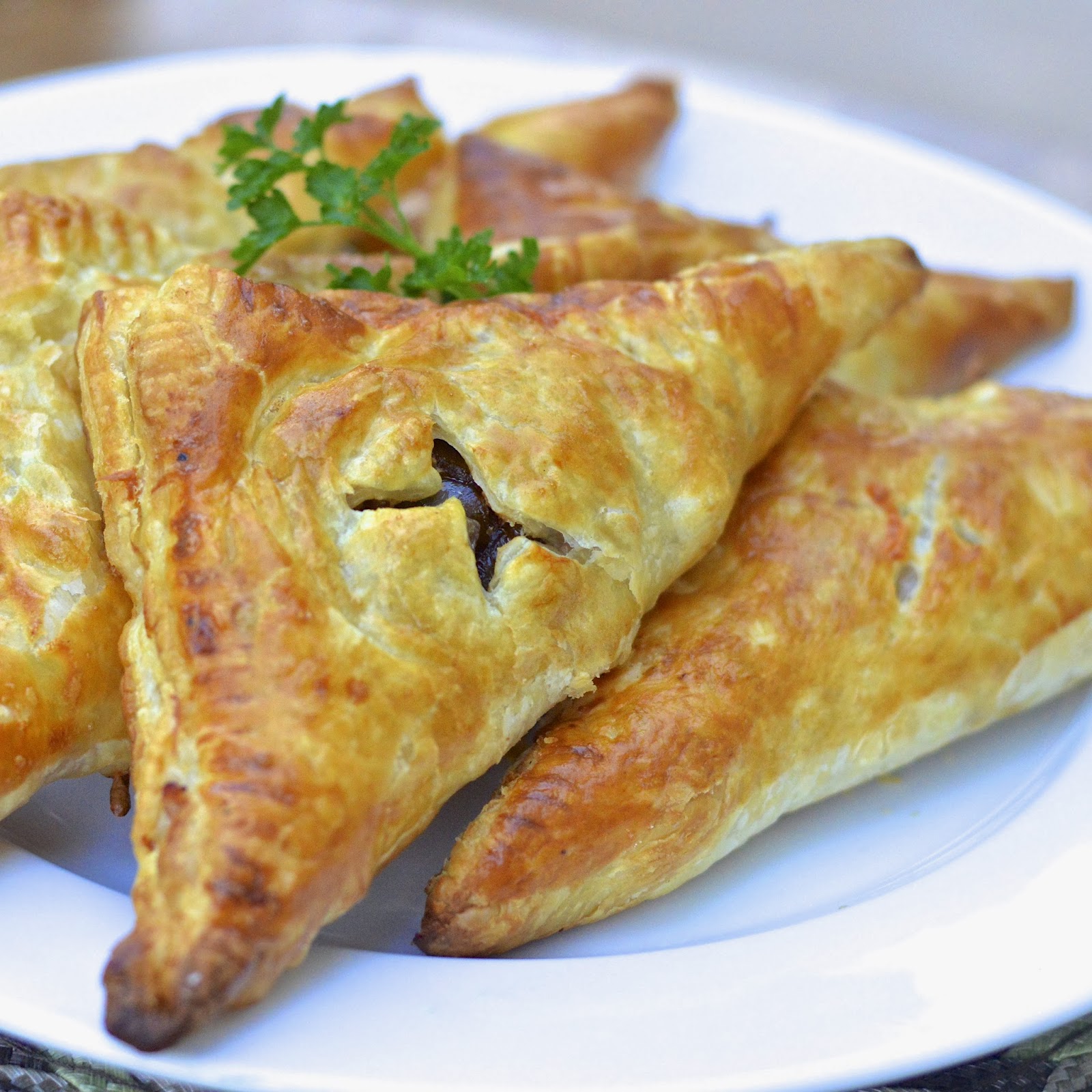 Ham and Cheese Puff Pastry Pockets with Caramelized Onions Virtually