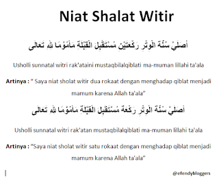Niat Shalat Witir Niat Shalat Witir