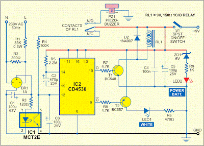Mains Supply Failure Alarm Circuit Diagram