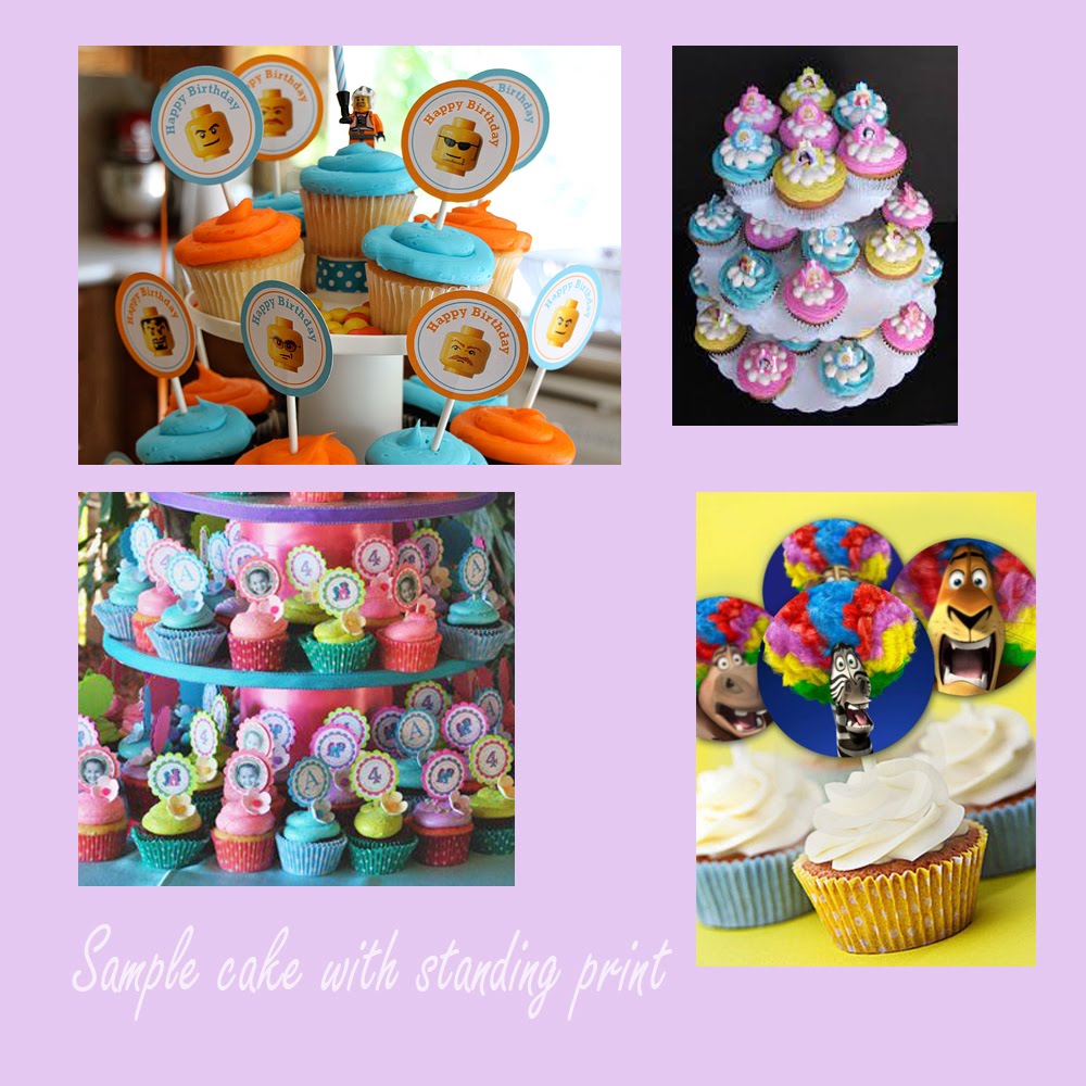 Sample cup cake with standing print picture