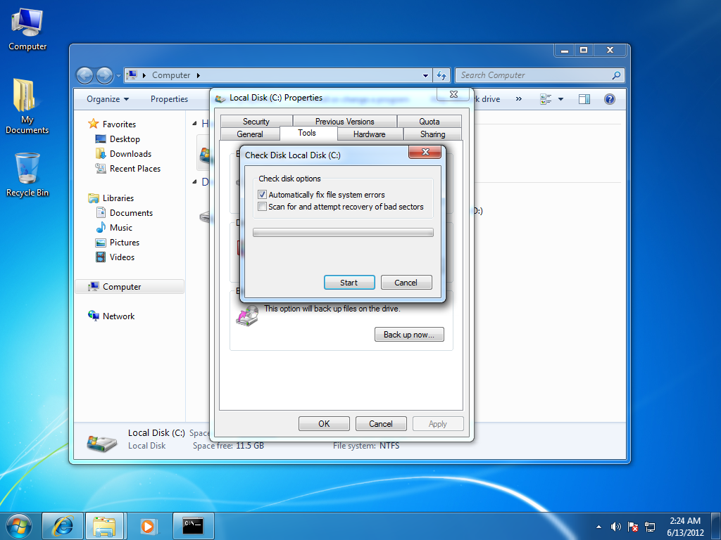 Windows 7 Lesson Perform Hard Disk Scan Windows 7