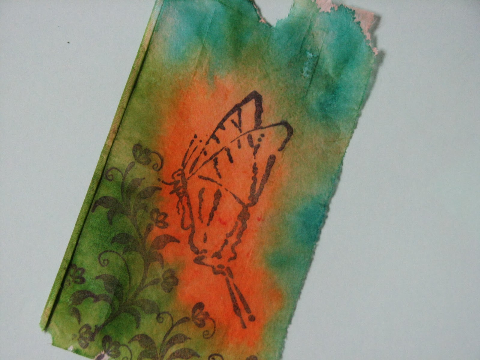 Ink Stains Tea Bag Stamped Focal Point