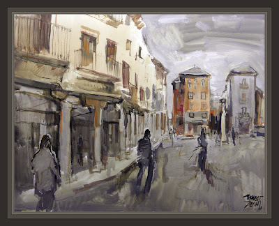 PLAZA DEL TORICO-TERUEL-VIAJES-PINTURA-PAISAJES-PINTOR-ERNEST DESCALS-