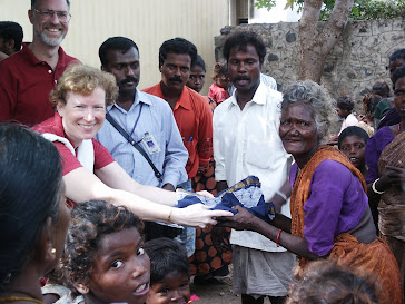 Distributing tsunami aid in Tamil Nadu, South India