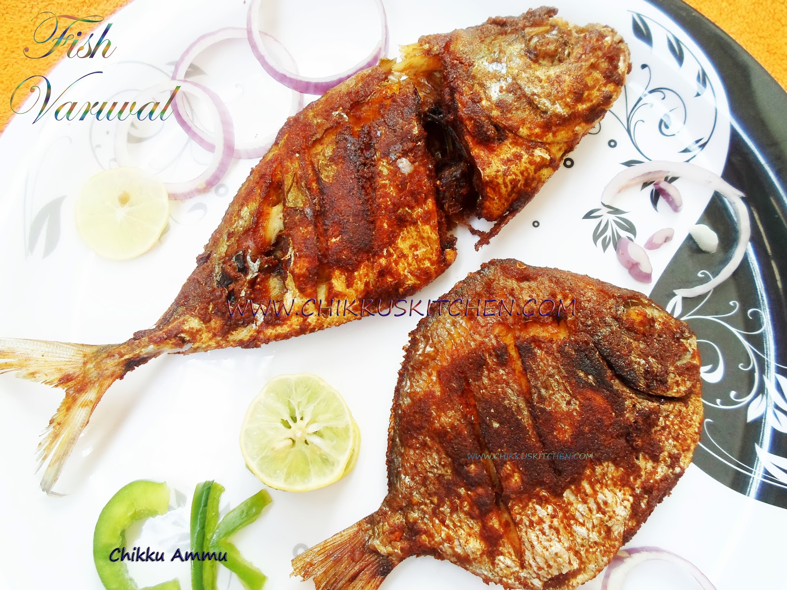 Chikkus Kitchen Fish Varuval Recipe / Whole fish Fry Recipe