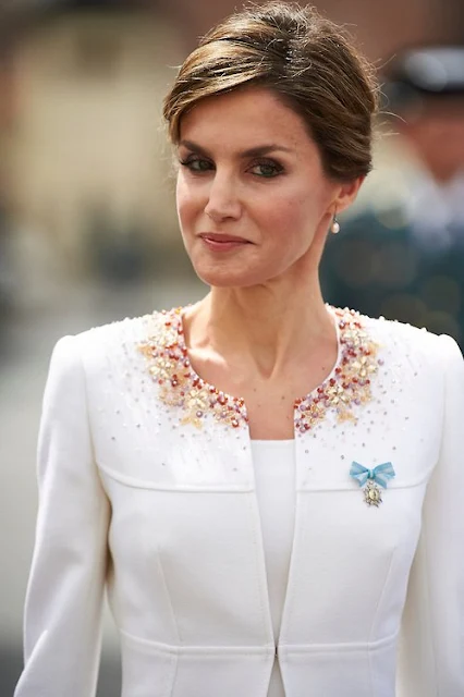 Queen Letizia of Spain attends a ceremony held in honour of the Spanish Guardia Civil at their headquarters, in Vitoria