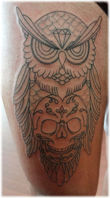 Sugar Skull Owl Tattoo