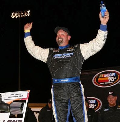 Greg Pursley celebrates at NAPA Speedway in Albuquerque