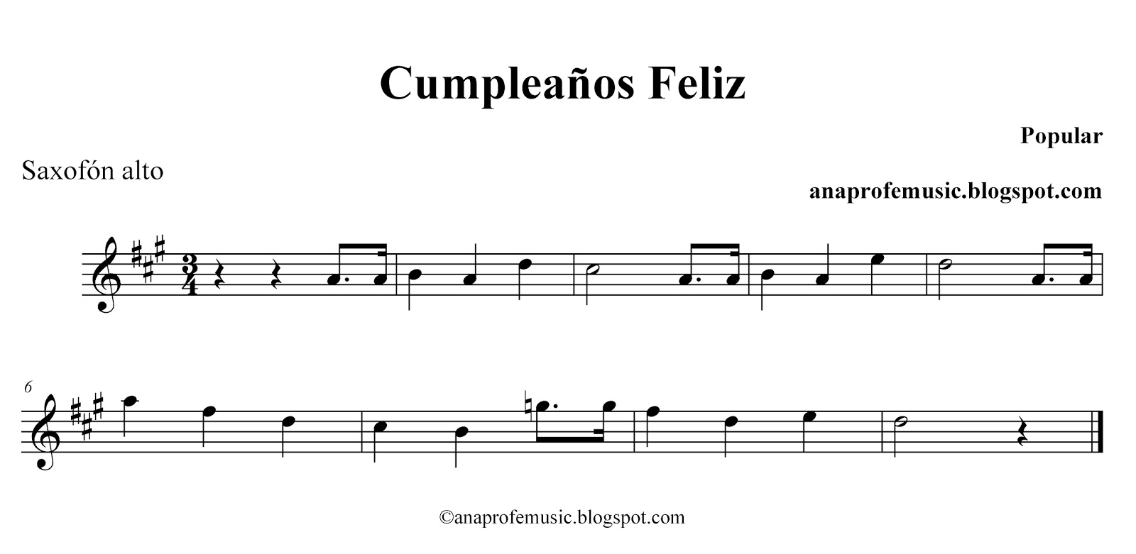 Partitura De Feliz Cumpleaños