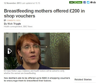 "Breastfeeding mothers offered £200 in shop vouchers" "Breastfeeding mothers offered £200 in shop vouchers"