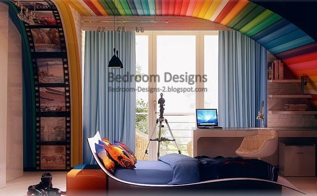 Interior Creative Ideas For Bedrooms creative bedroom design ideas using printable fabric colorful that use as the main material for decoration