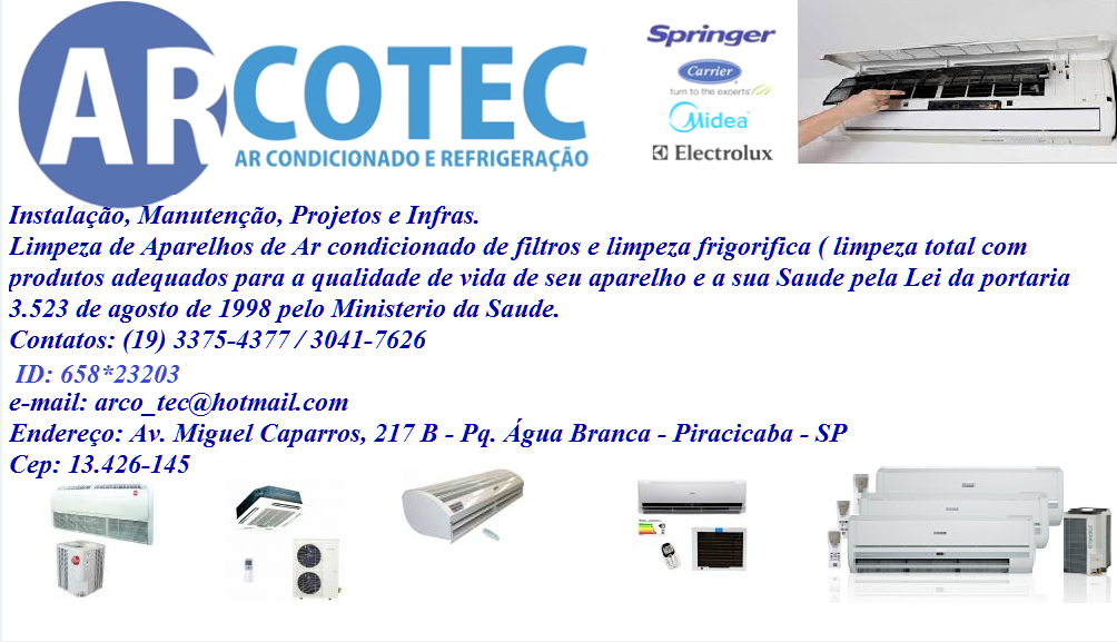 Arcotec Ar condicionado e refrigeração - vendas split 110v e 220v , instalação e manutenção  
