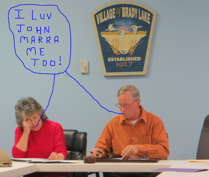 Brady Lake Village clerk Ethel Nemeth & mayor Hal Lehman seem to be confused about who to Love ?