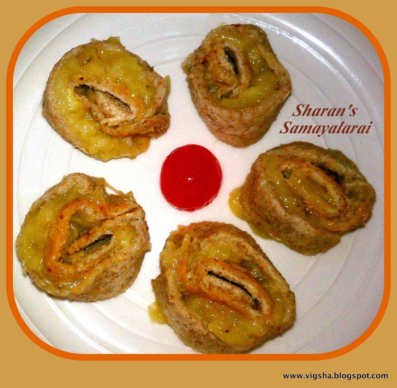  SHARAN'S SAMAYALARAI Banana Pinwheels Sandwich