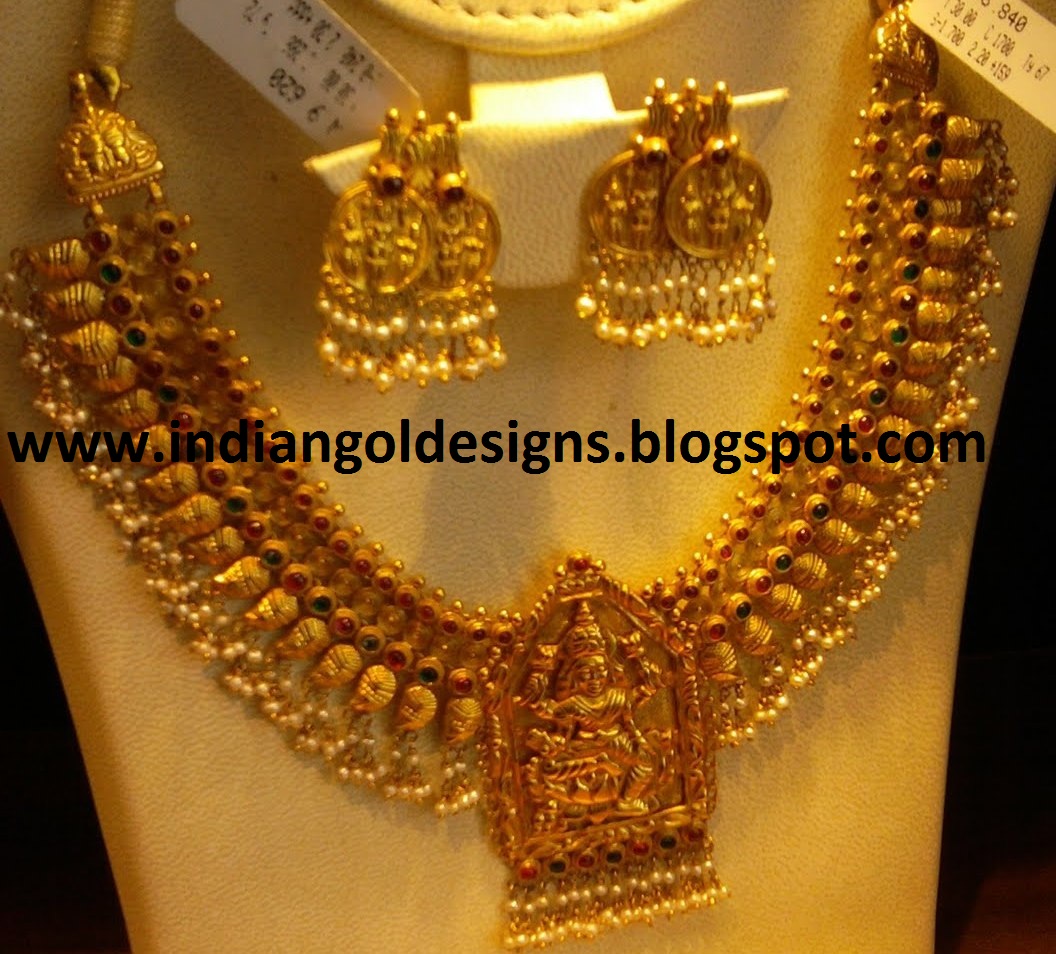 Lakshmi Devi temple jewellery Necklace and earings