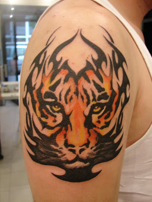 Shoulder Tribal Tiger Tattoo
