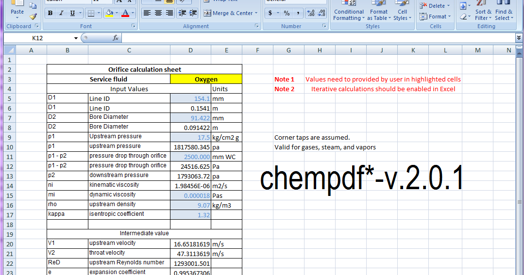 ORIFICE CALCULATIONS & VAPOUR STREAM CALCULATOR ice