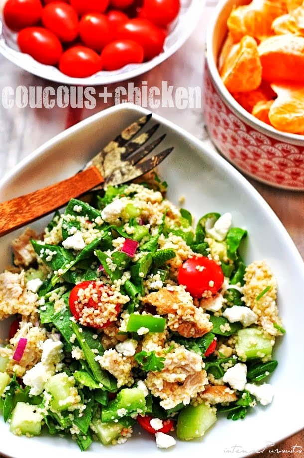 Food summer salad[couscous+poached chicken]