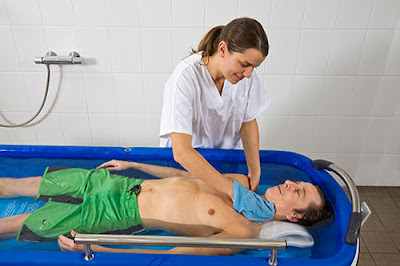 Shallow bath, shower stretcher and treatment table