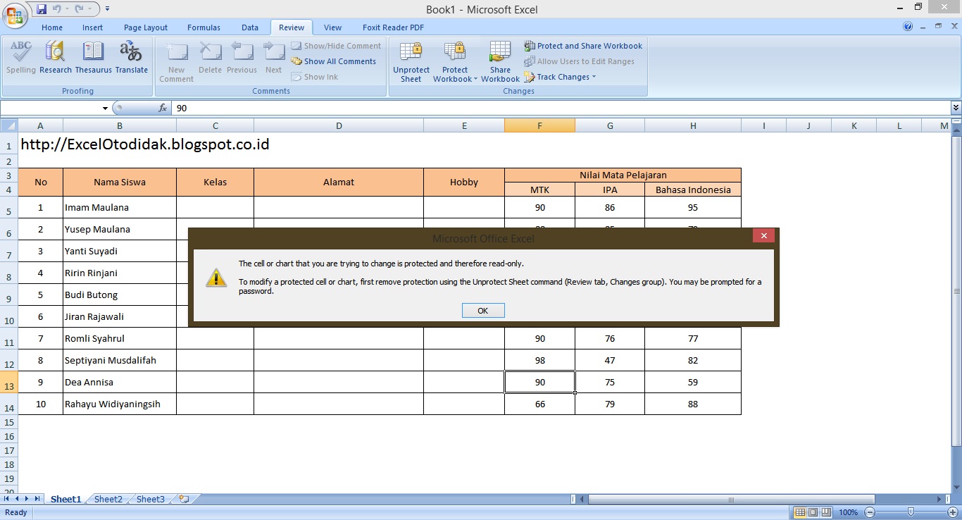 worksheet Protect Worksheet cara protect worksheet lembar kerja ms excel memberi password password