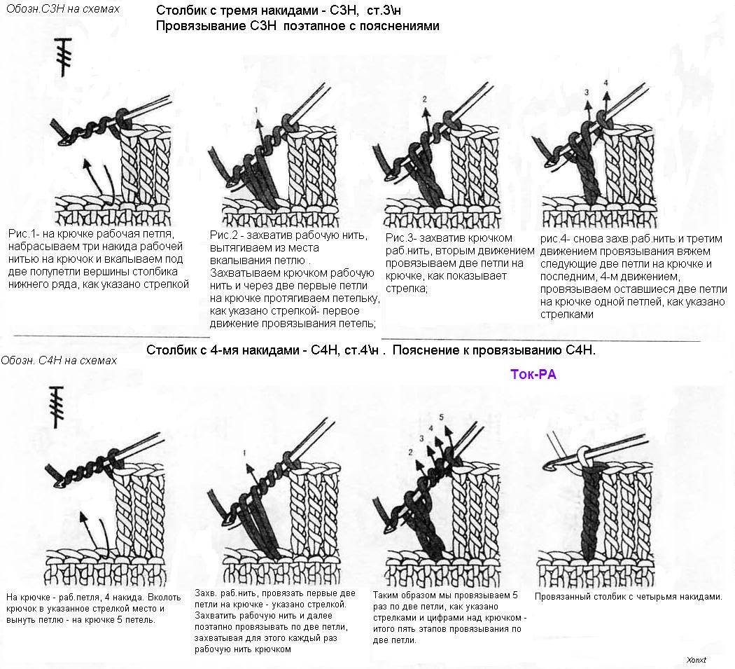 Вязание крючком столбики с одной вершиной как 56