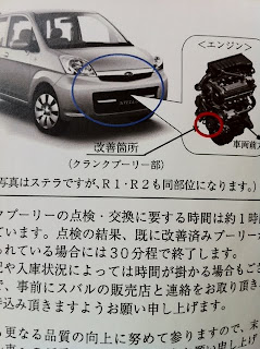 スバルステラのクランクプーリー点検及び交換