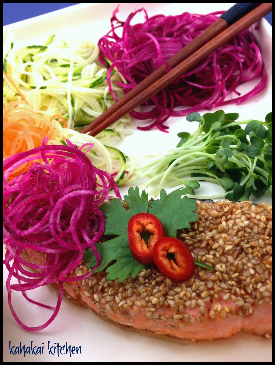 Kahakai Kitchen Jamie Oliver's Sesame Seared Salmon with Tahini