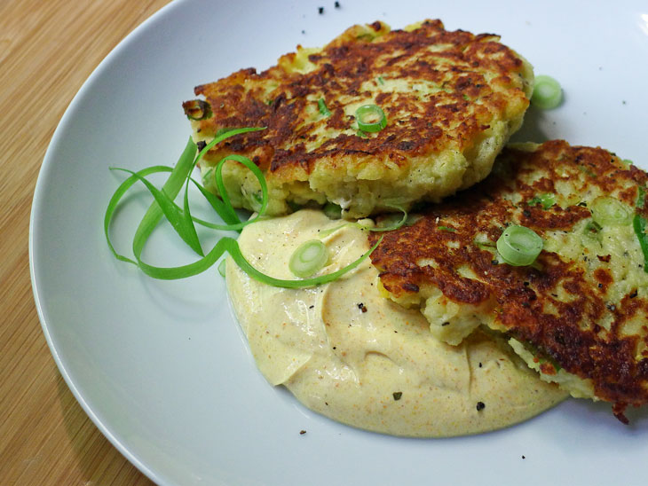Cooking Weekends Gluten Free Zucchini Patties with Curry Sauce