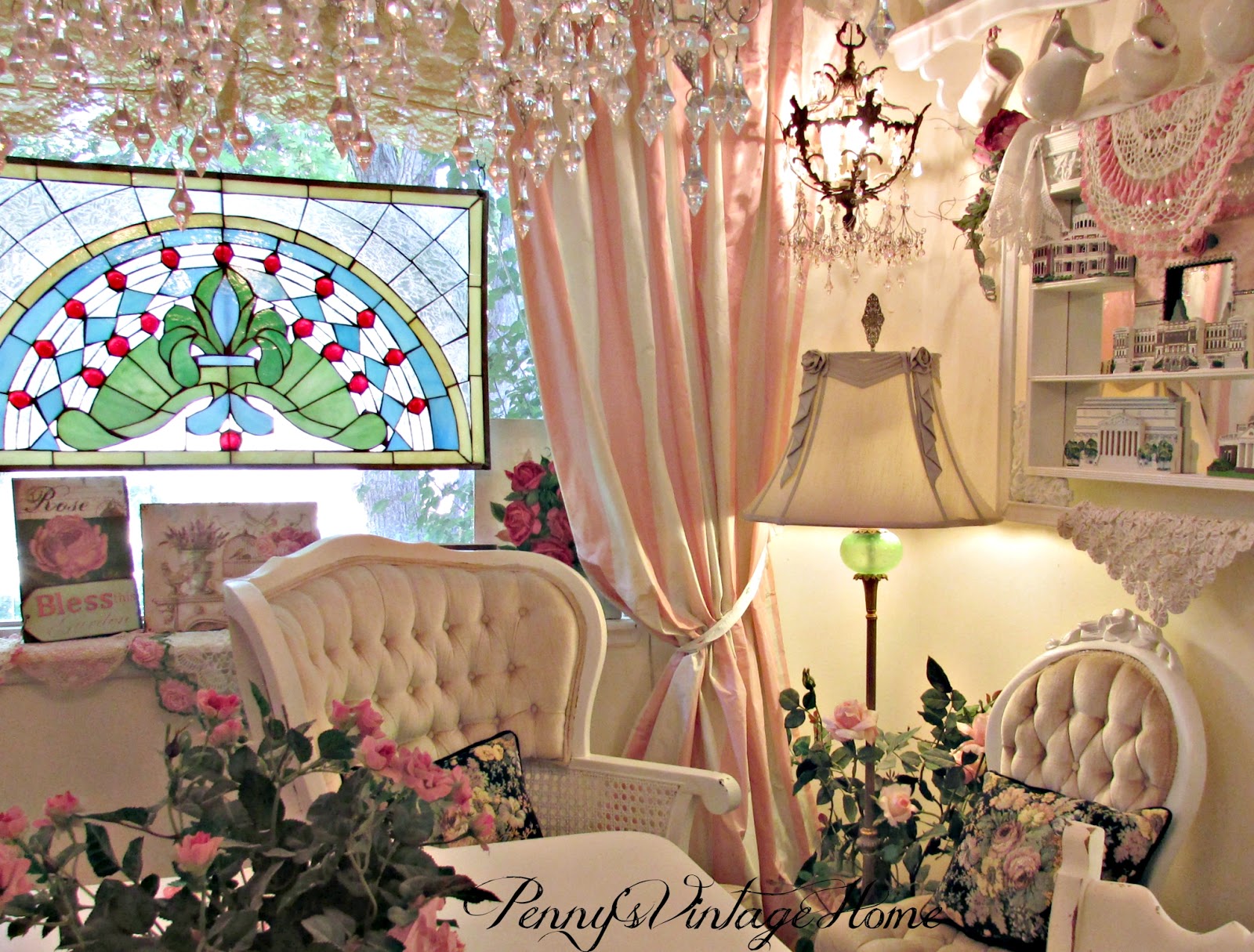 Penny's Vintage Home Pink and White Striped Curtains