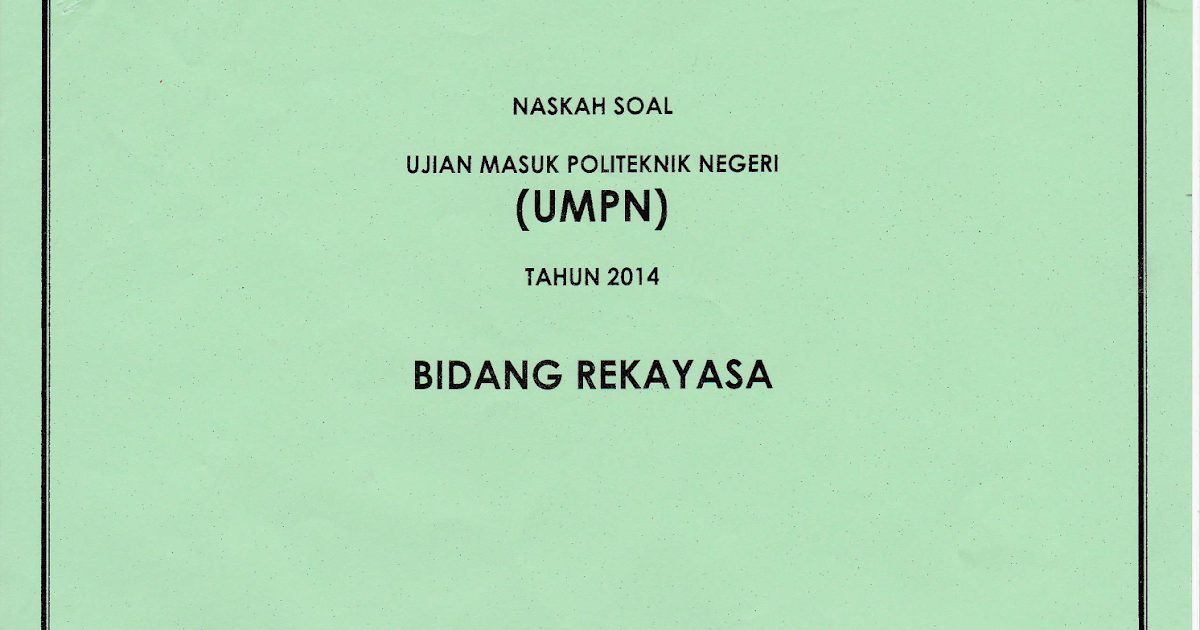 My Way Naskah Soal Umpn 2014 Bidang Rekayasa