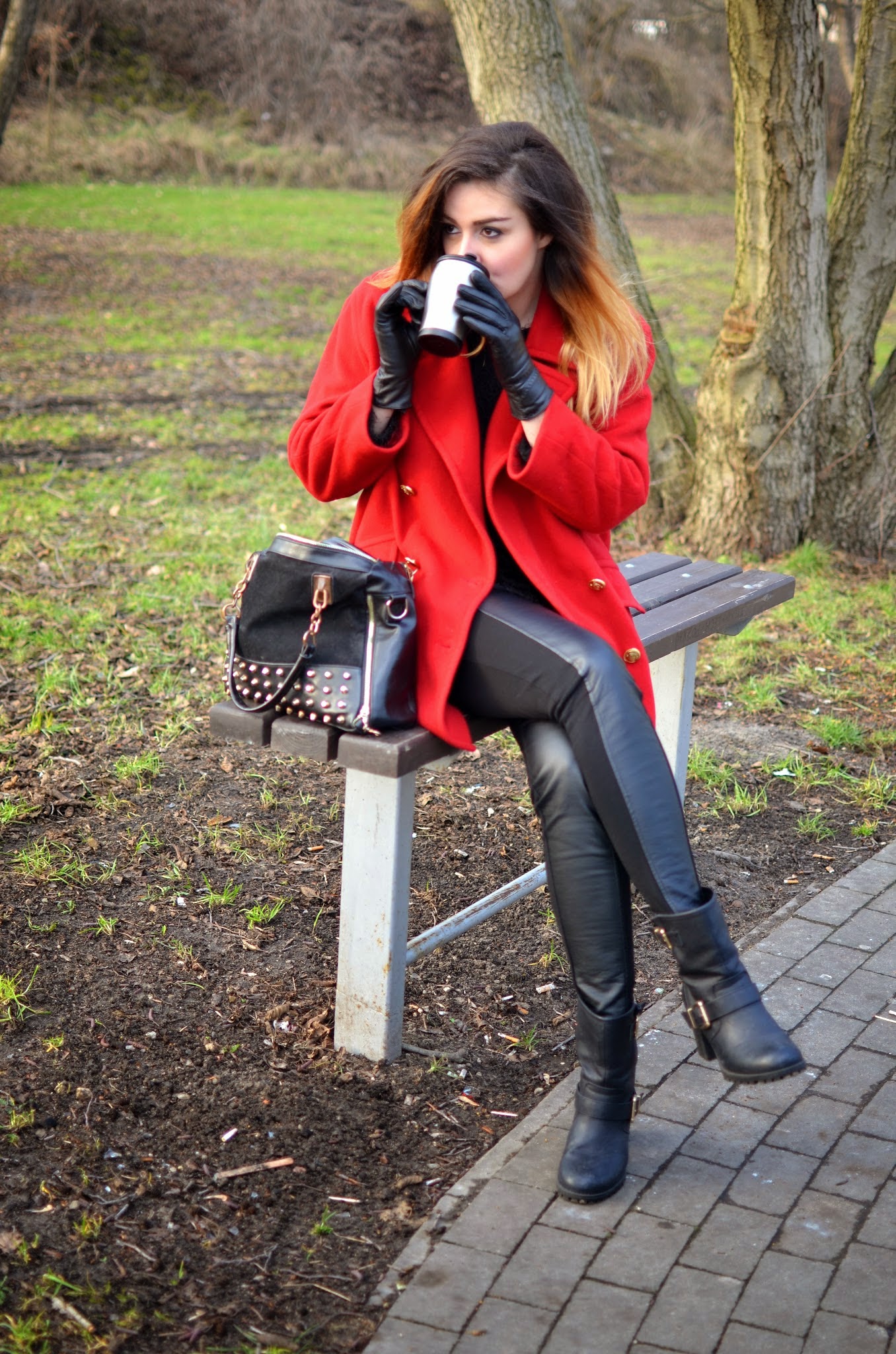 Płaszcz oversized + czerwień