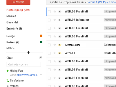 Ein Screenshot zeigt die Labels in Gmail