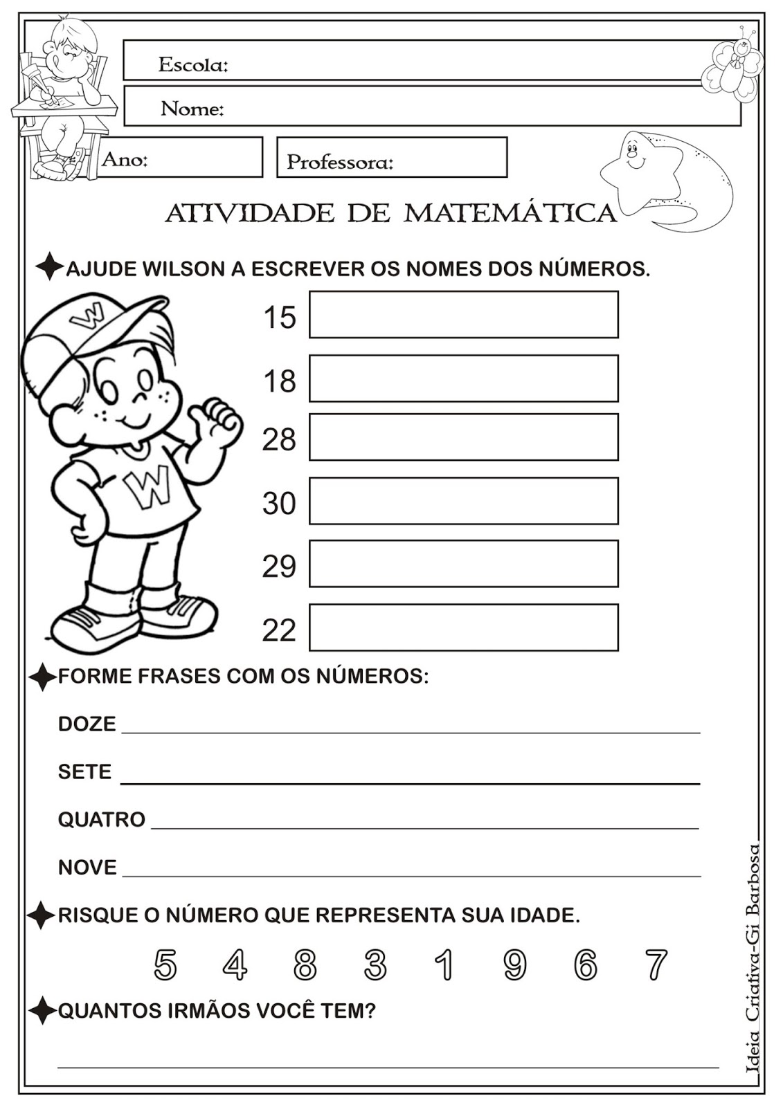 Matemática Infantil Atividade Matemática Números até 30