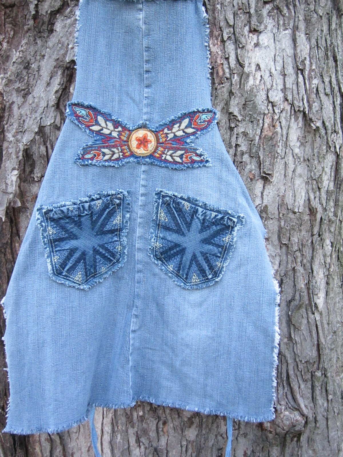 Blue Janes Bags DIY Recycled Denim Jean Apron with Southwestern Design