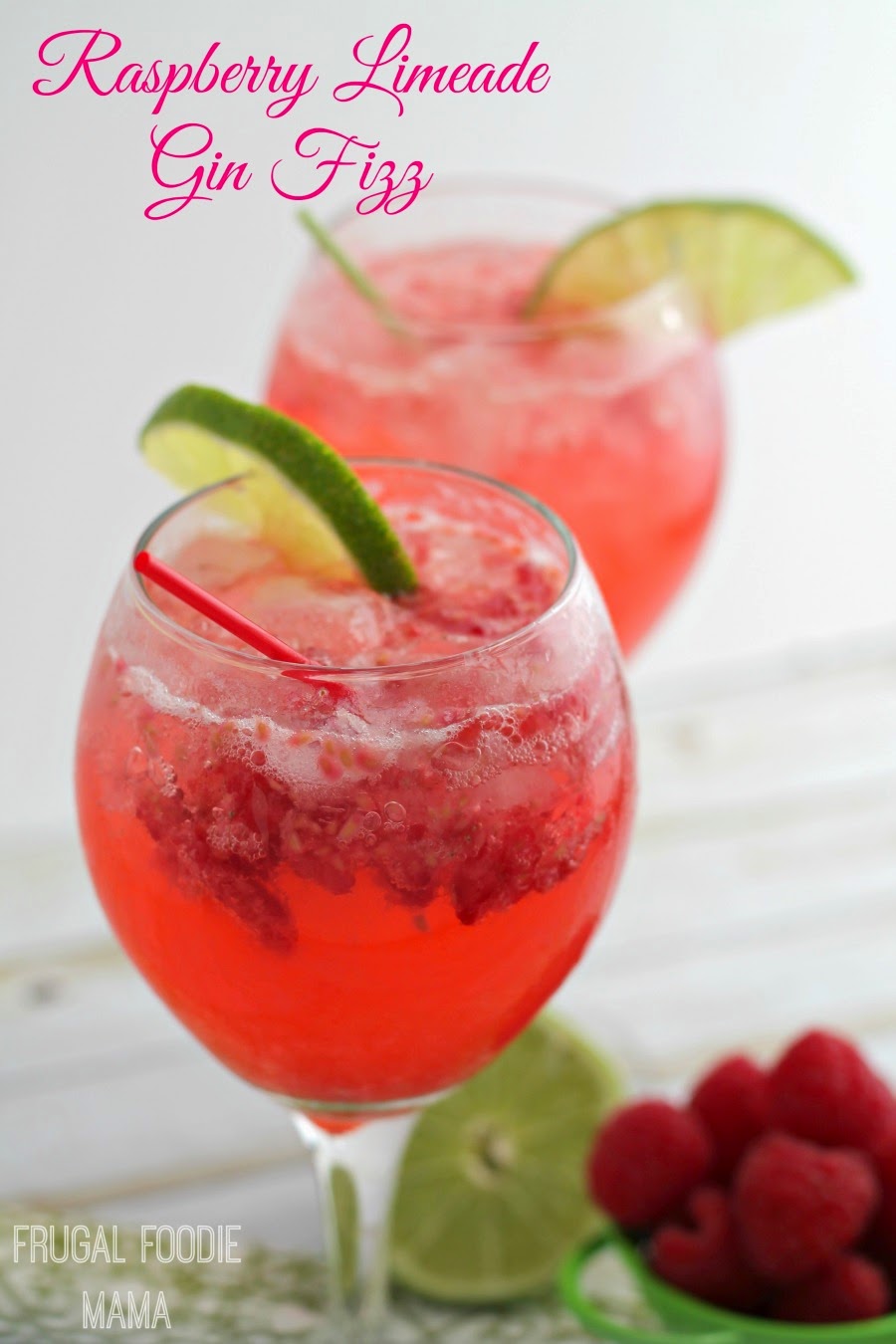 Frugal Foodie Mama Raspberry Limeade Gin Fizz
