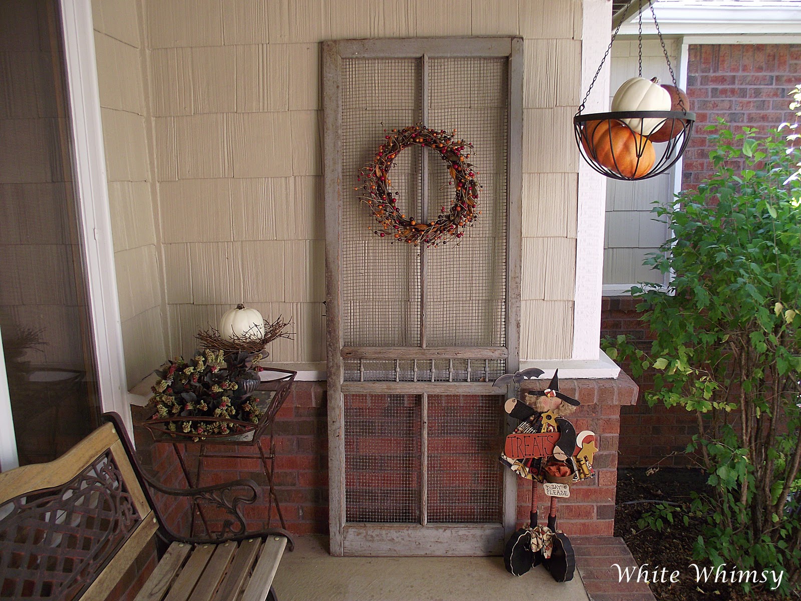 White Whimsy An Old Screen Door On The Front Porch
