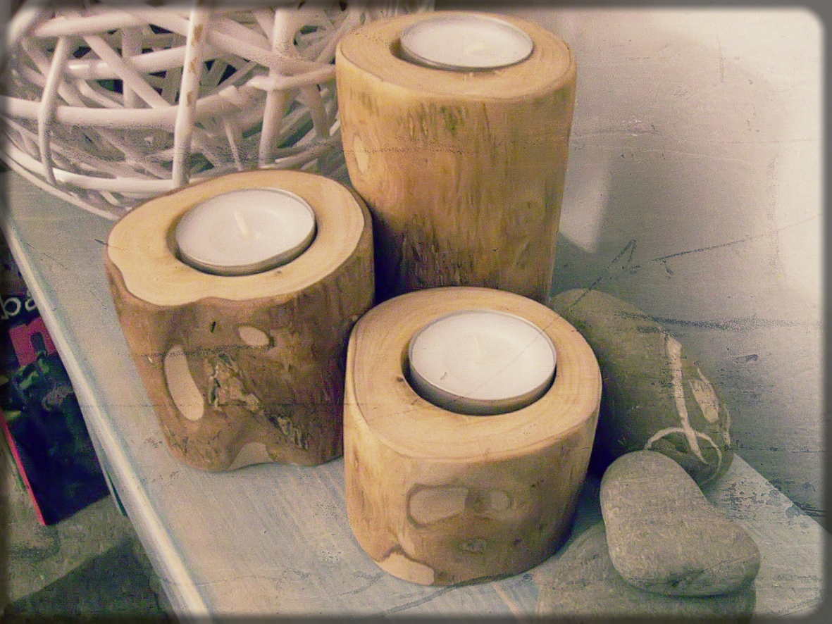 Woodwork by Pe Pillar tealight candle holders