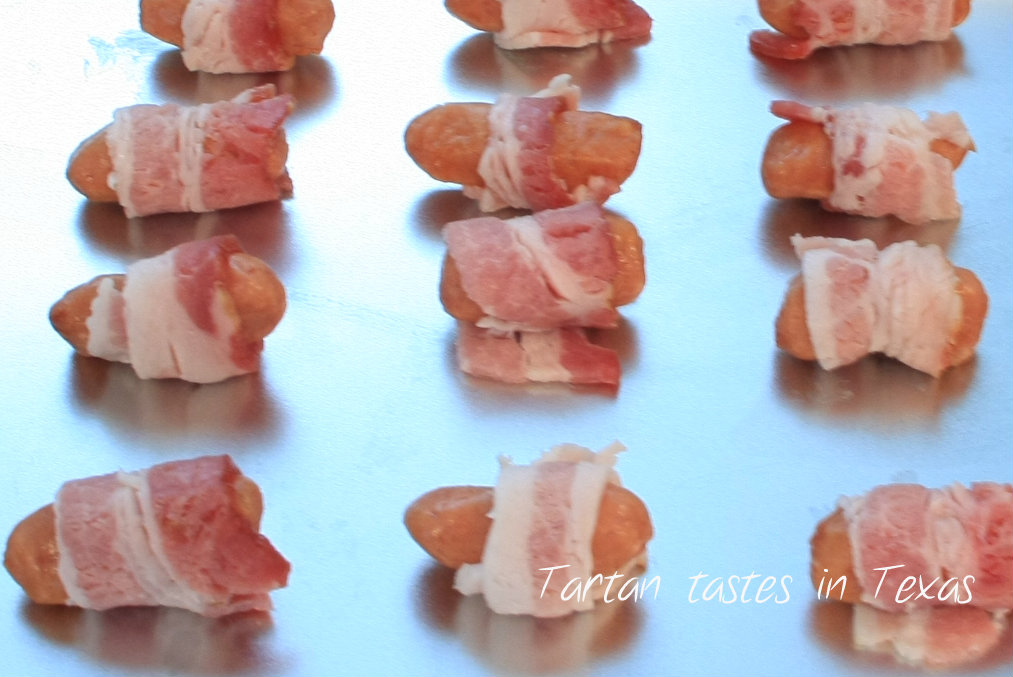 Tartan Tastes in Texas Scottish recipes Bacon wrapped Mini Sausages