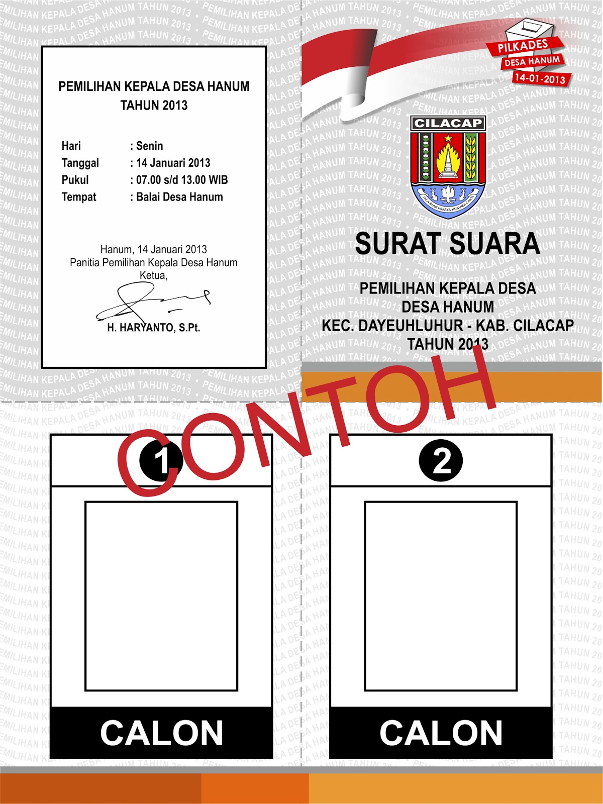 Urang Hanum Contoh Surat Suara Pilkades Desa Hanum