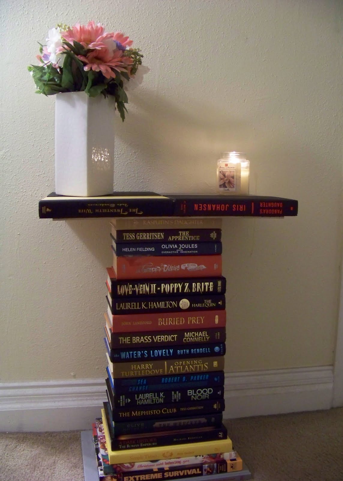 Whimsically Homemade DIY End Table From Old Books