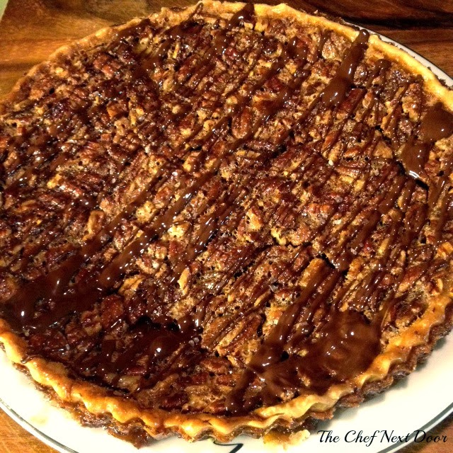 Salted Pecan Tart with Chocolate Drizzle