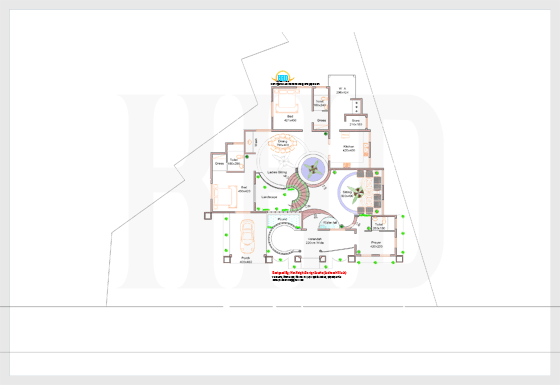 House plot layout of 4198 square feet 4 bedroom luxury home design - May 2012