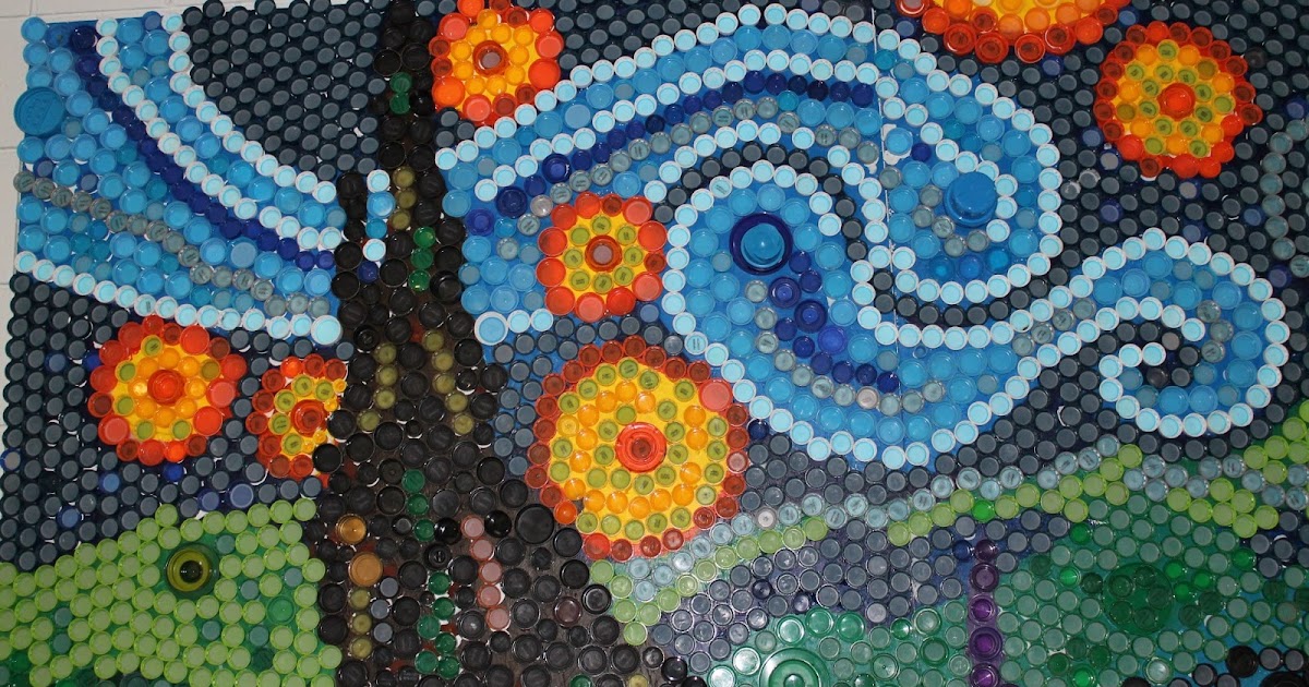 Art Room 104 Finished Bottle Cap Mural Starry Night! (And what I