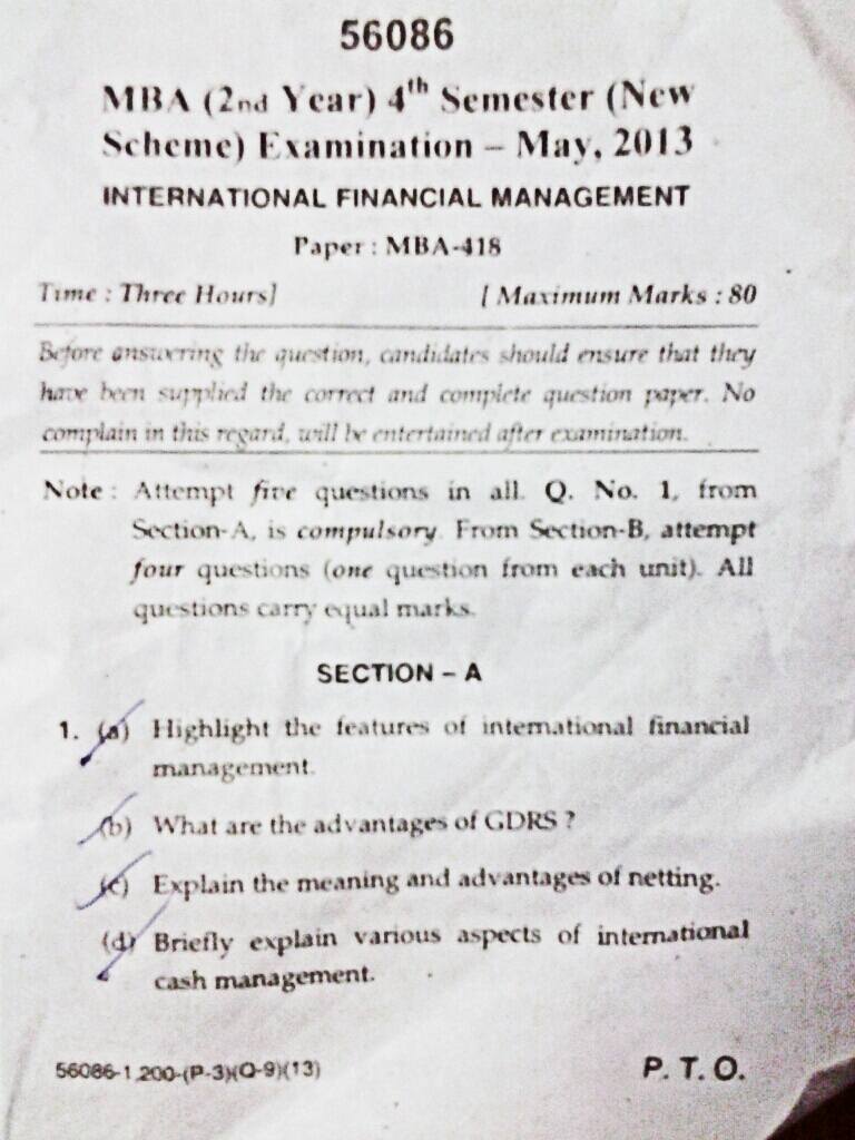 Question Paper Download International Logistics question paper MDU