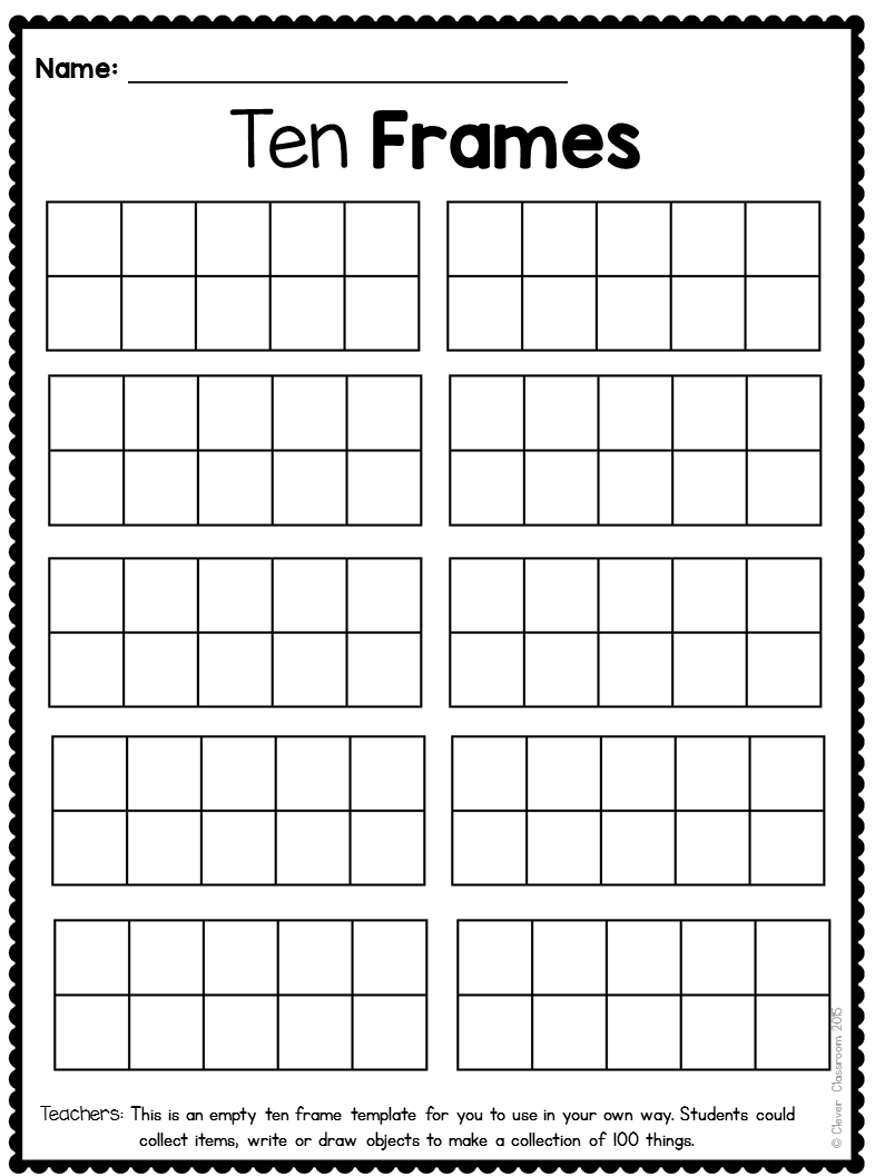 Ten frames for the 100th day of school