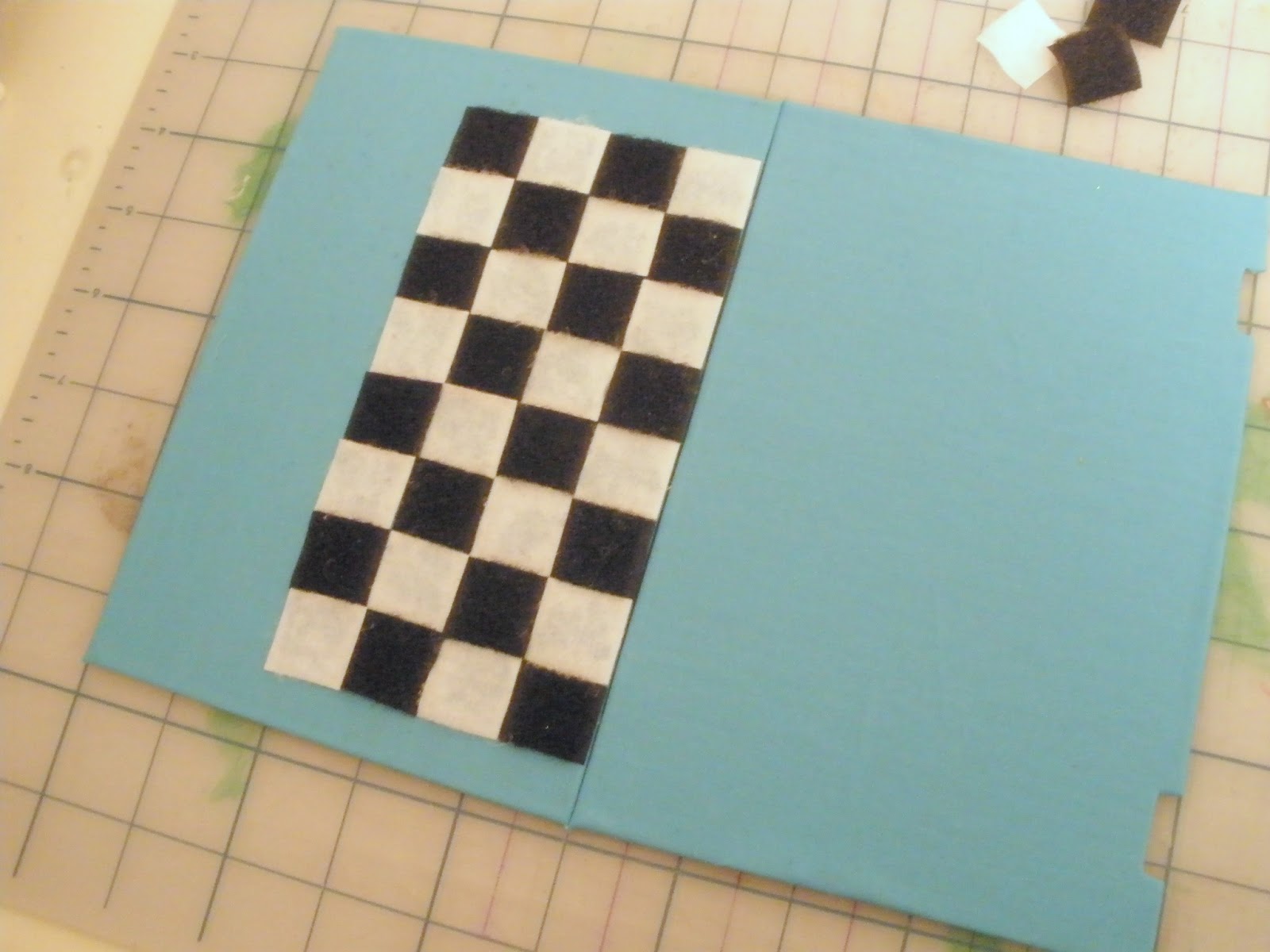 handmade by stacy vaughn travel checkers board