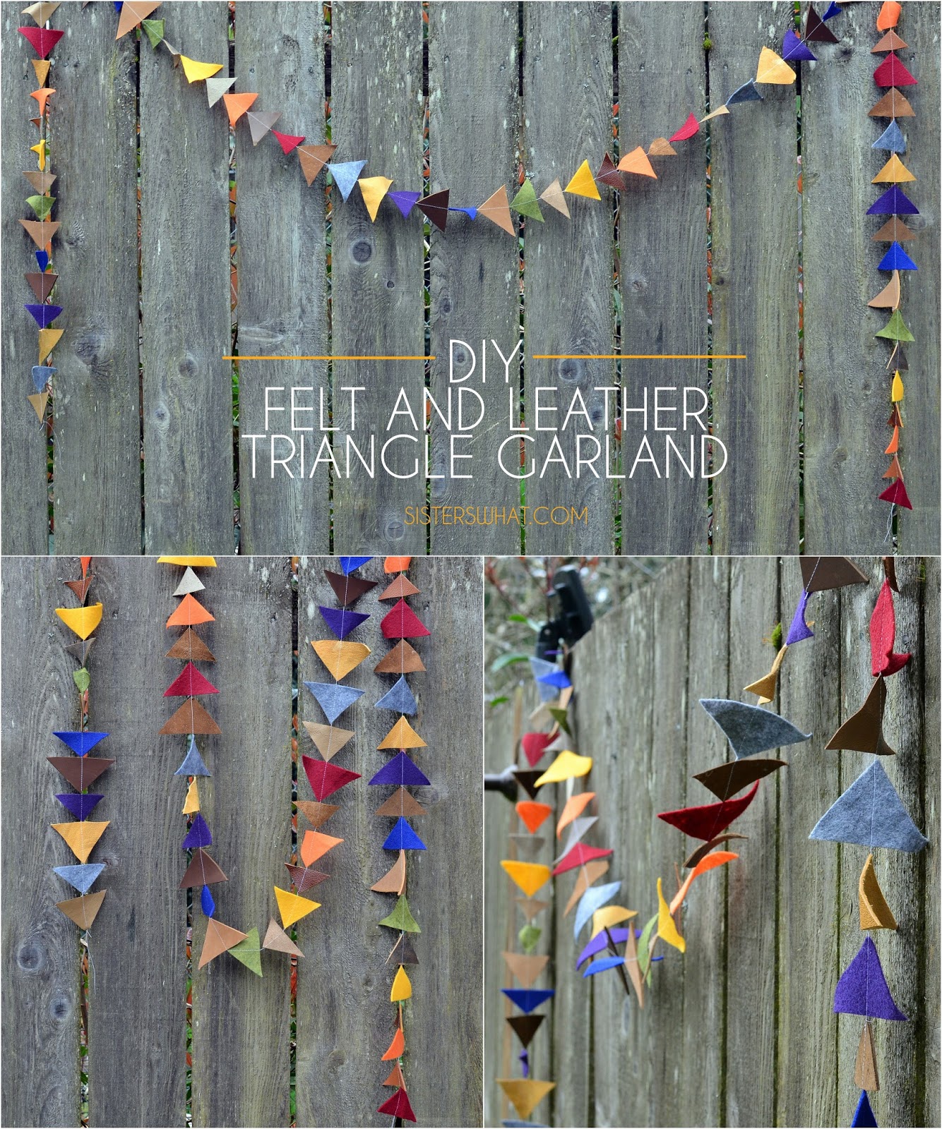 DIY felt and leather Triangle Garland