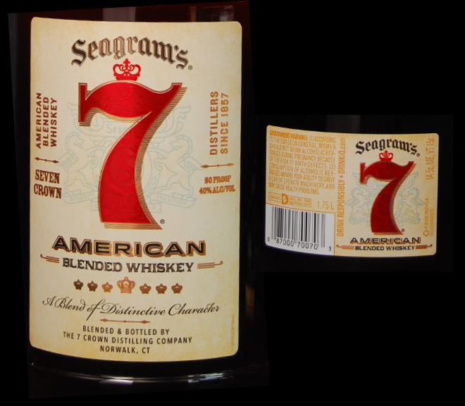 Details about    Seagram's 7 8 1/2" Red #7 W/Sticker Bottom Bar Display W/Empty Bottle Whiskey 